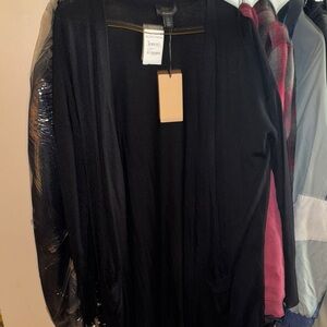 Halogen Black Cardigan Sweater Open-Front Design